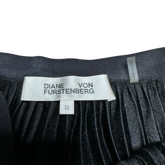 DVF Diane Von Furstenberg Black Sparkly Metallic Pleated Pull On Midi Skirt 10 - Picture 6 of 12